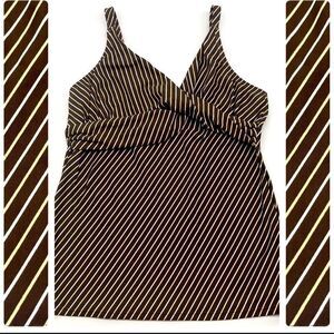 Modbe Swim Retro Twisted Tankini Top Sz L
